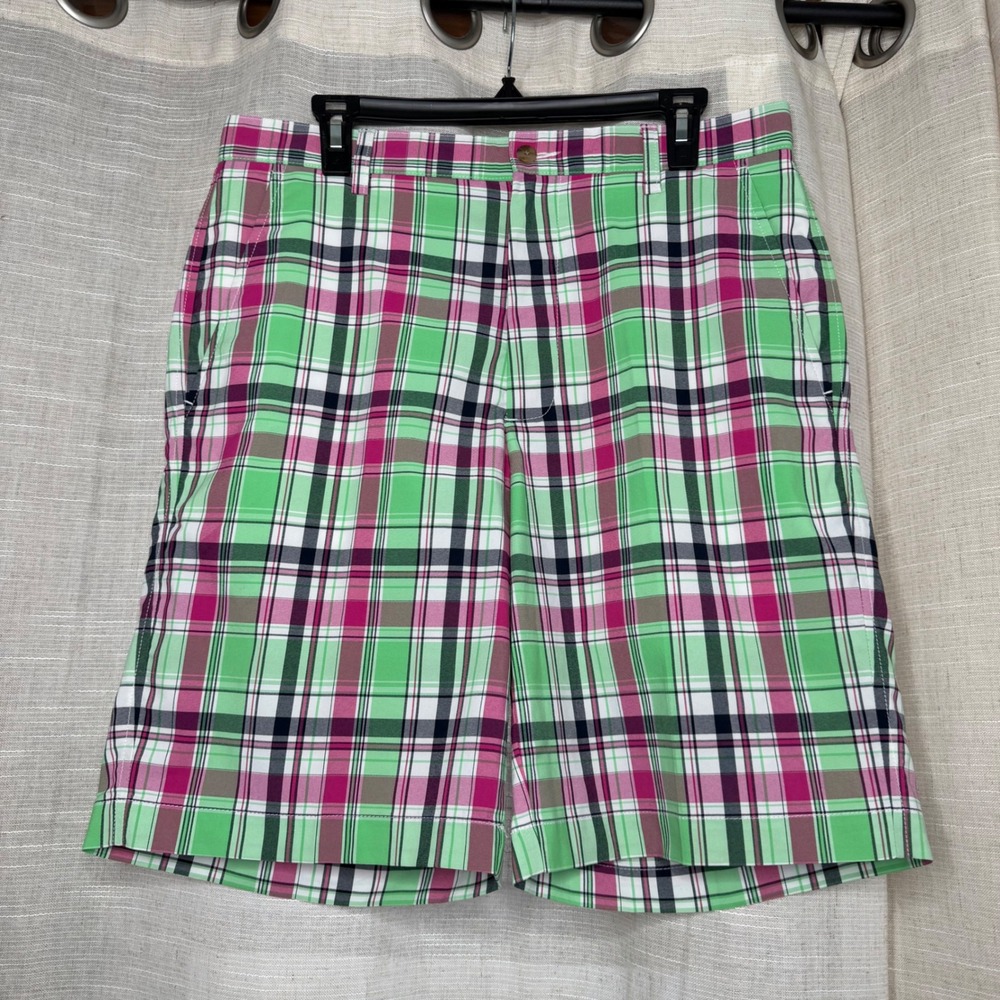 FootJoy Golf Shorts Plaid Green Pink Chinos Summer Preppy Colorful Men's Size 32
